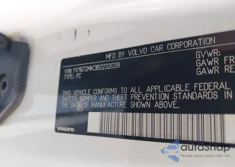 2011 Volvo C30 T5/T5 R-Design z USA, uszkodzony, nr VIN YV1672MK3B2232039